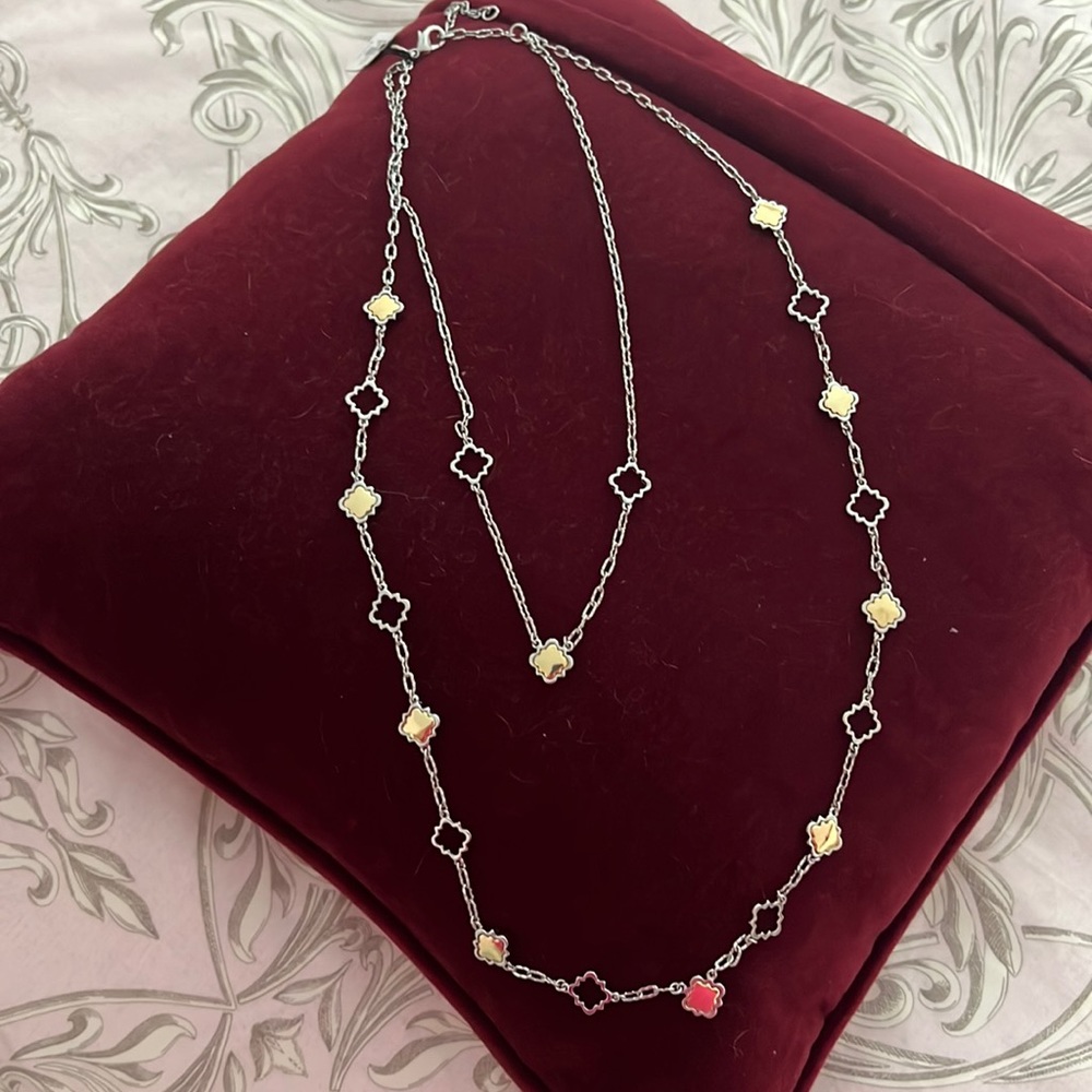 Talbots double strand silver and gold tone necklace